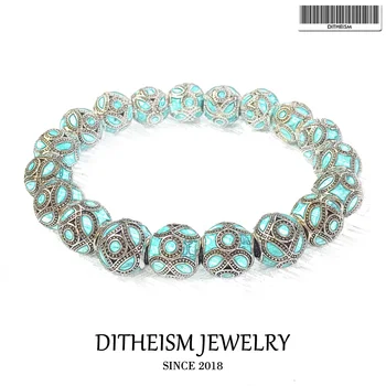 

Strand Bracelets Beads Green Ethnic, 2018 New Blackened Silver Fashion Jewelry Sweet Gift for Men Boy Women Girls