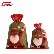 

1PC Gift Bag Christmas 3 Styles Red Drawstring Santa Sack Rustic Vintage Christmas Stocking Bags Decoration