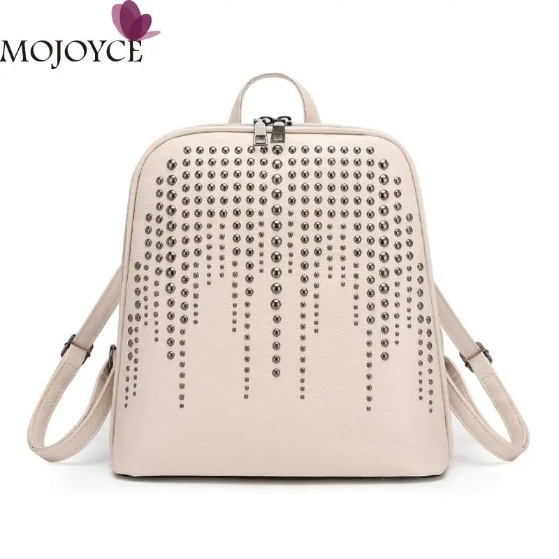 

Ladies Fashion Retro Vintage PU Leather Women Rivet Backpack Large Capacity Multifunction Shoulder School Bags For Girl 2019 New