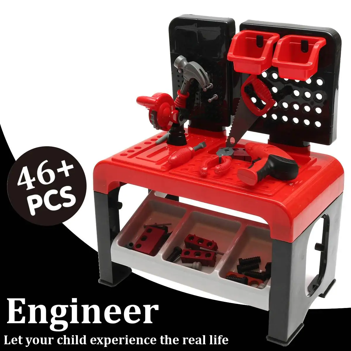 

Children's Repair Toolbox Toy Set Home Engineering Workbench Repair Tools Simulation Screwdriver Plier Screws Pretend Play Toys
