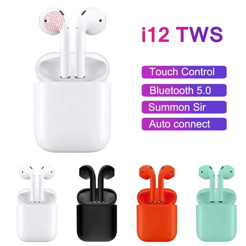 

New i12 TWS Touch Control Bluetooth 5.0 Earphone Wireless Headphones Headset Mini Earbuds PK i10 i11 i9s TWS For All Smart Phone