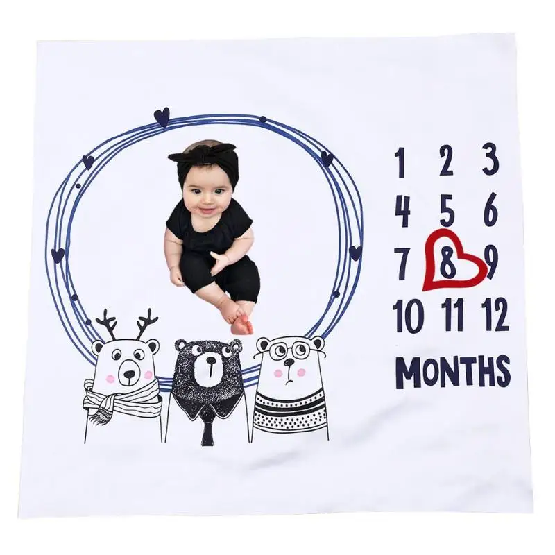 

Infant Newborn Baby Milestone Blanket Photography Prop Background Monthly Growth Shooting Photo Bedding Wrap Swaddle