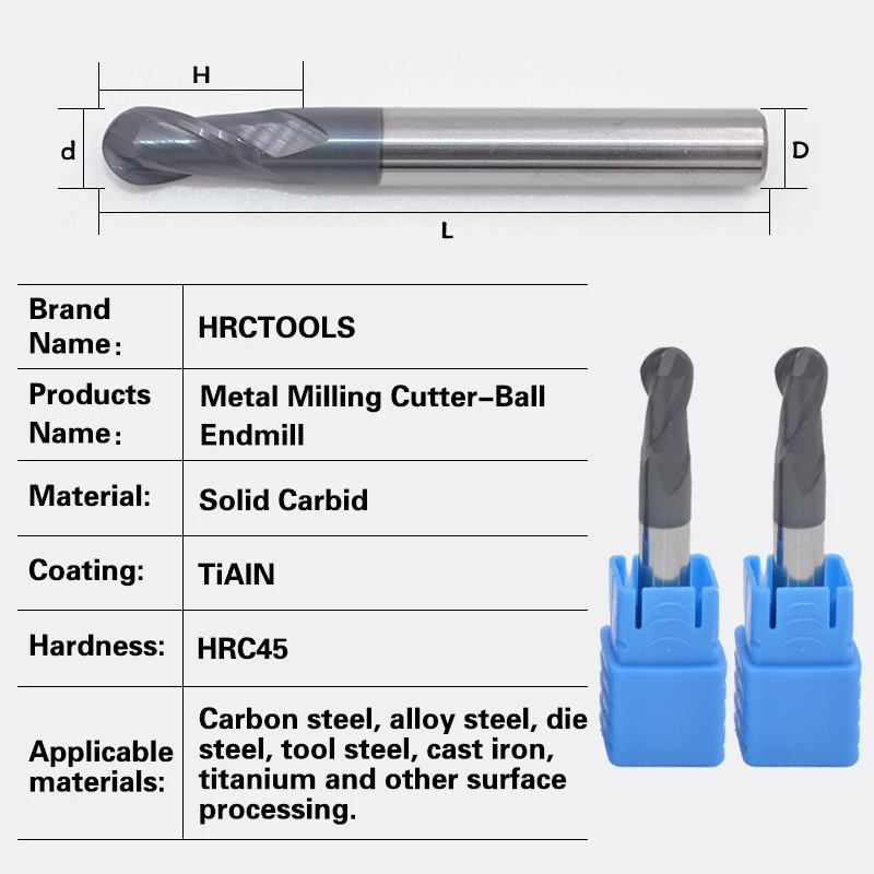 C33-R7x28Hx14Dx150L 2 флейты HRC45 карбида вольфрама с шариковым носом ЧПУ концевой фрезы