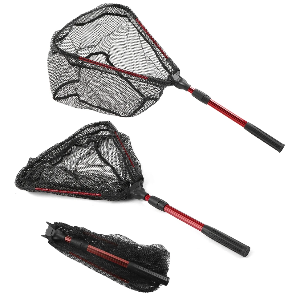 Fishing Tool Foldable Fish Landing Net Collapsible Telescopic Aluminum