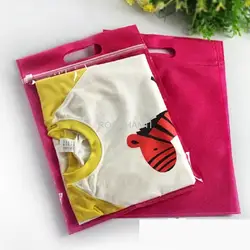 Высокое качество прозрачная односторонняя пластиковый мешок с молнией одна сторона нетканые сумки для покупок детская одежда футболка