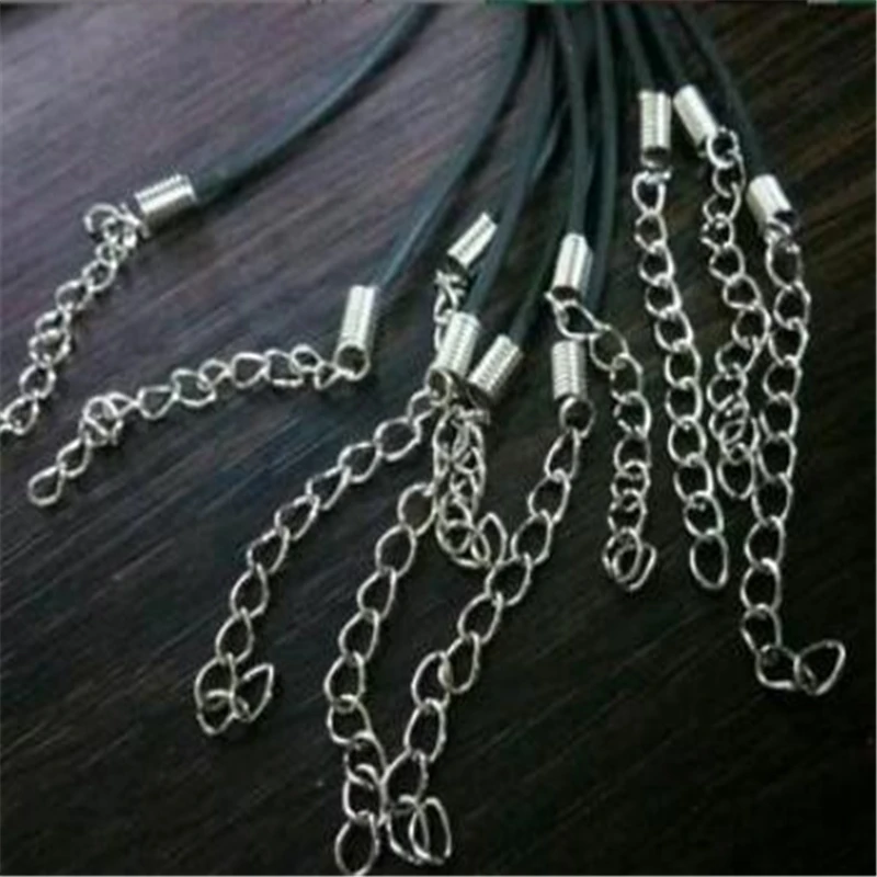Fashion 1pc Black PU Rope 2mm Chain Necklace Silvery Clasp String Ropes Choker Necklaces