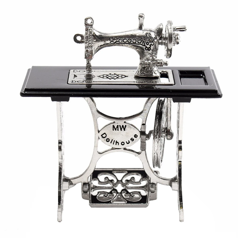 

Vintage Mini Sewing Machine Dollhouse Doll Cloth Model Accessories Home Furniture Crafts Home Decoration Figurines Miniatures