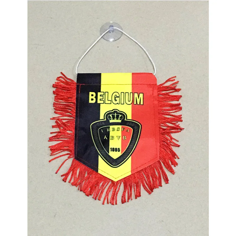 

2018 Football World Cup Belgium National Football 15cm*16cm Double Sides Christmas Decorations for Car Home Flag Banner Gifts