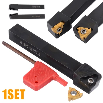 

Right/Left Hand SEL1212H16/SER1212H16 Lathe Turning Tool Holder with 2pcs Metric 16ER/IR AG60 Inserts and Wrenches