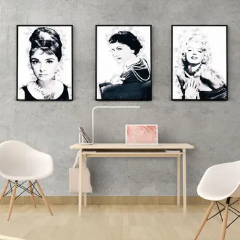 

Audrey Hepburn Vintage Poster Black White Pop Art Nordic Wall Painting Print Minimalist Decoration Picture Home Decor Unframed