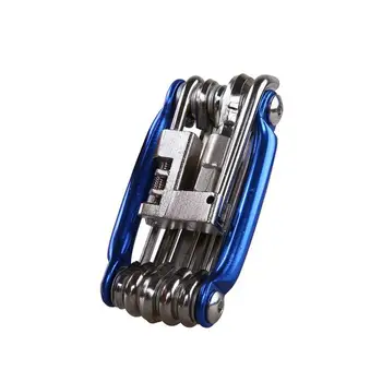 

11 In 1 Multi-Functional Combination Bicycle Repair Tool Disc Brake Wrench Chain Tool For Bicycle Maintenance (Blue+Silver)