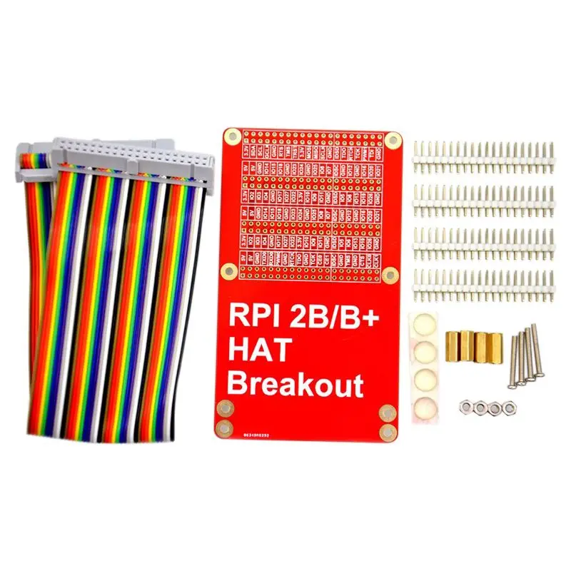 

For 52Pi Raspberry Pi 2 model B/ B+/A+ HAT Breakout Shield DIY GPIO Expansion Board with 40P Rainbow cable Kit