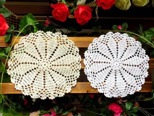 

Fine DIY Crochet Table Place Mat Pad Cloth Lace Cotton Placemat Cup Mug Holder Drink Coaster Set Round Heat Tea Doilies Kitchen
