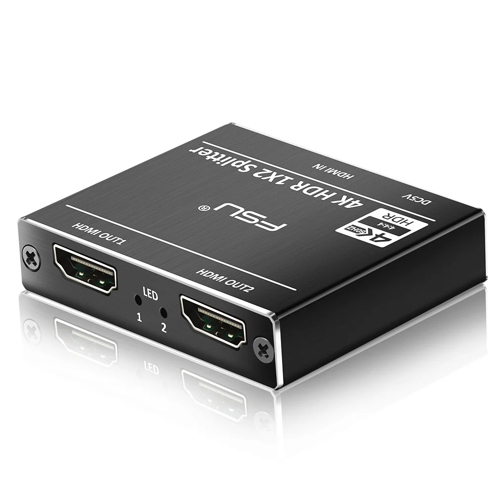 

4K HDMI Splitter Adapter Box 1X2 HDR 1080p HDMI Switch 1 in 2 Out with Video HDMI Split Amplifier Dual Display For HDTV DVD PS3