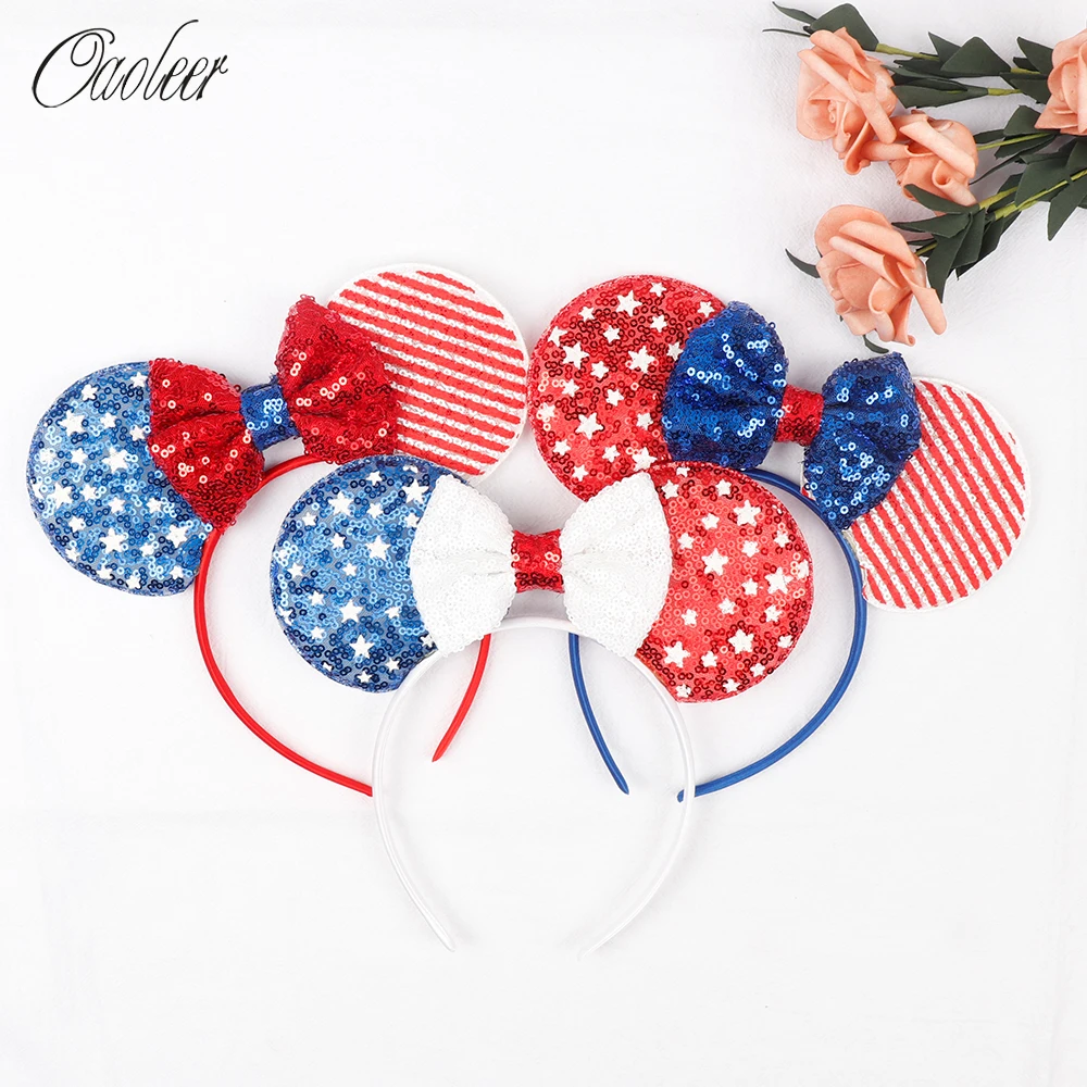 

Oaoleer Hair Accessories 4th of July Hair Bands for Girls Glitter Independence Day Hairbands Handmade Cartoon Headband Headwear