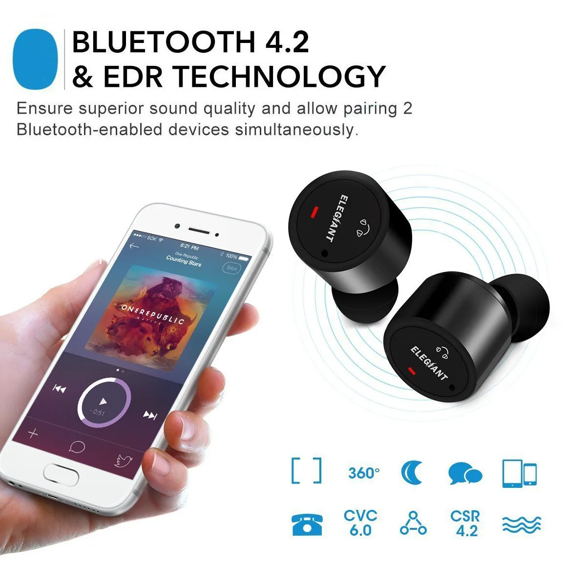 ELEGIANT X150T настоящие Беспроводные стерео Bluetooth наушники с микрофонами для Iphone