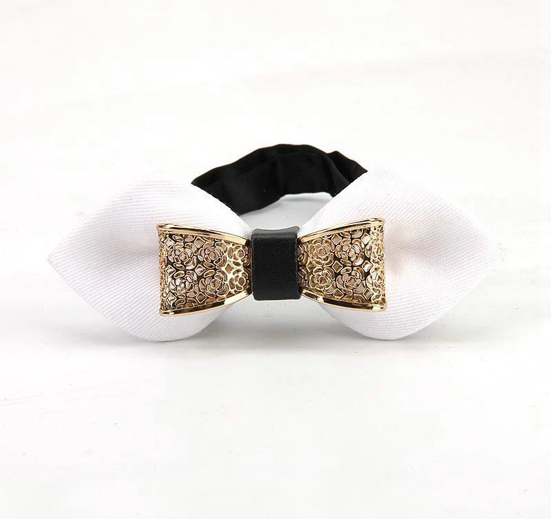 

Mantieqingway Metal Decoration For Wedding Married Groom Men Neck Wear Butterfly Solid color Bow Tie Cravat Male Party Black