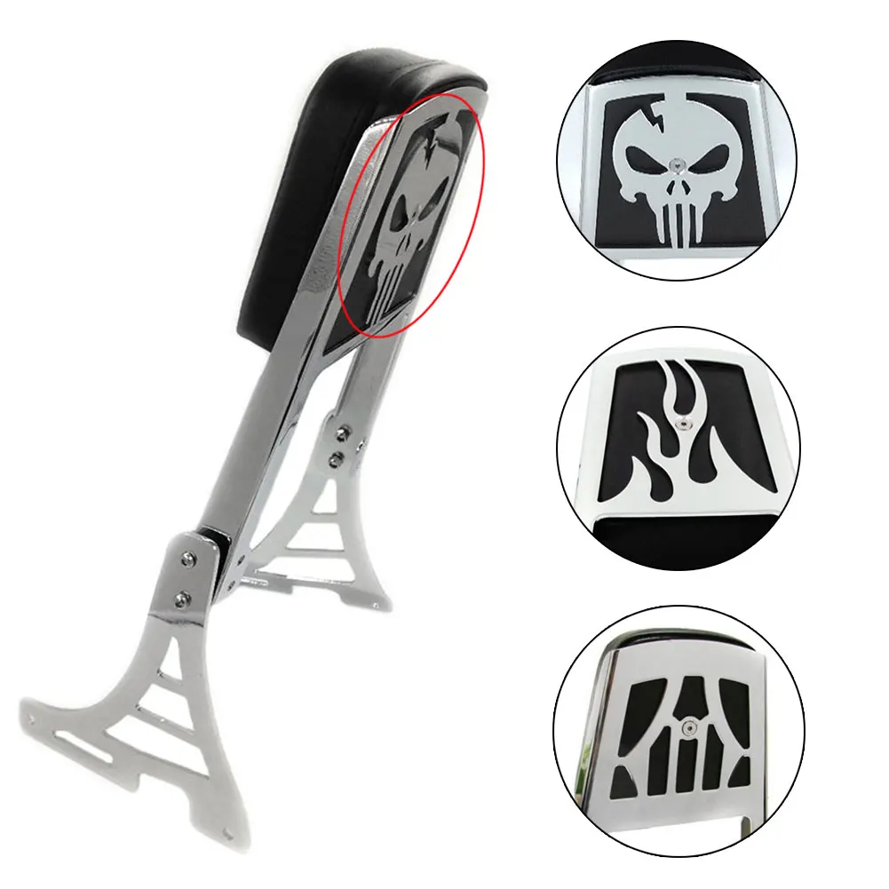 

Motorcycle Skull / Flame Backrest Sissy Bar fit For Harley Sportster XL883C XL883R XL1200R C S XLH883 XLH1200 Chrome / Black