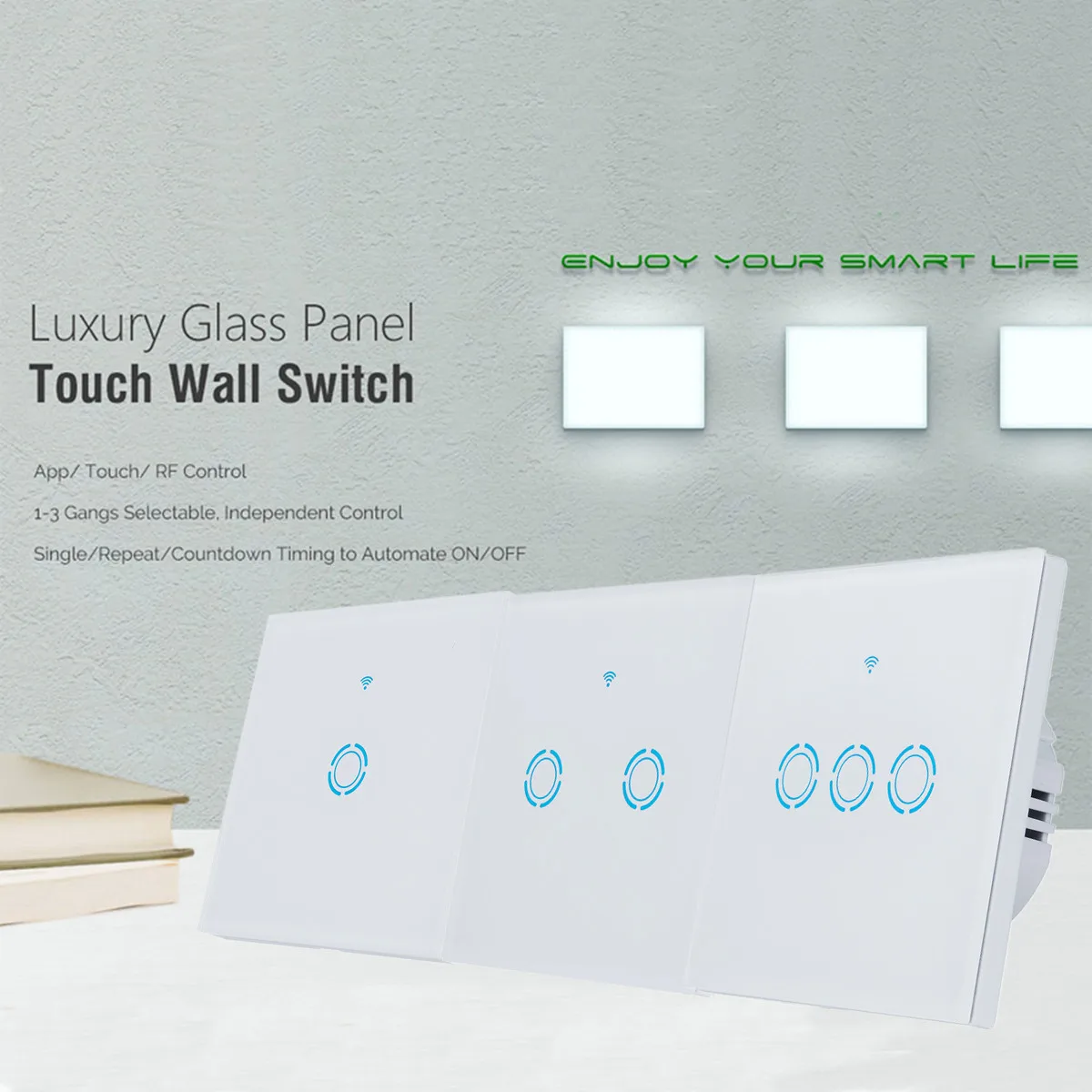

WIFI Smart Wall Light Remote Touch-Panel Switch 2500W EU/US/UK Plug 1 2 3 gang For Amazon Alexa Via Smart Phone 50/60Hz App
