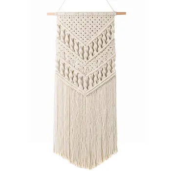 

Macrame Woven Wall Hanging - Boho Chic Bohemian Room Geometric Art Decor - Beautiful Apartment Dorm Room Decoration, 14in W x