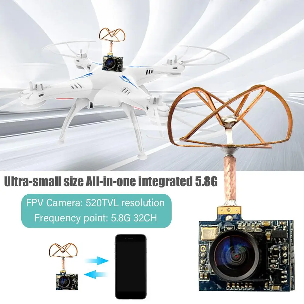

5.8G 25MW FPV image transfer machine Eachine TX02 Super Mini AIO 32CH 25mW VTX 520TVL 1/4 CMOS FPV Camera