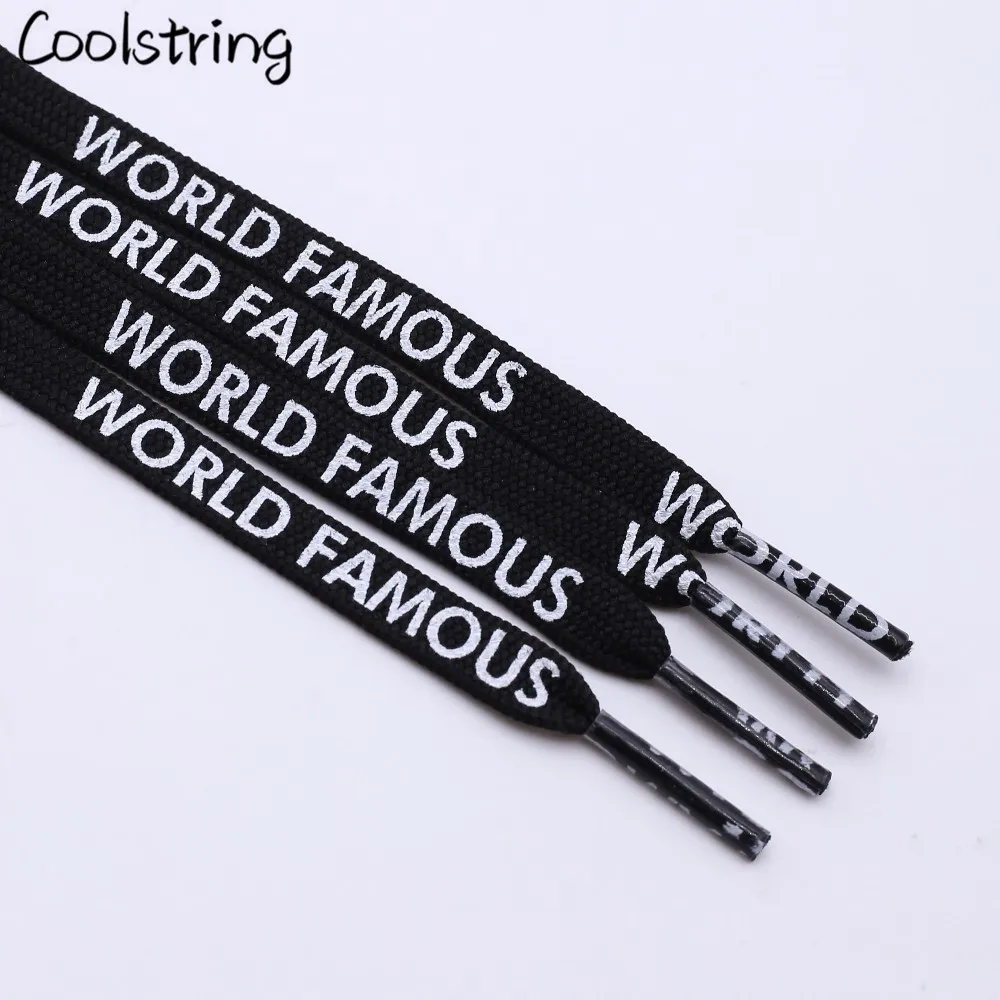 

Coolstring 0.7cm Width Flat Double-sided Silk Screen Nice Letter Printing WORLD FAMOUS Shoestring For Sports Canvas Shoes Laces