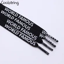 Coolstring 0.7cm Width Flat Double-sided Silk Screen Nice Letter Printing WORLD FAMOUS Shoestring For Sports Canvas Shoes Laces