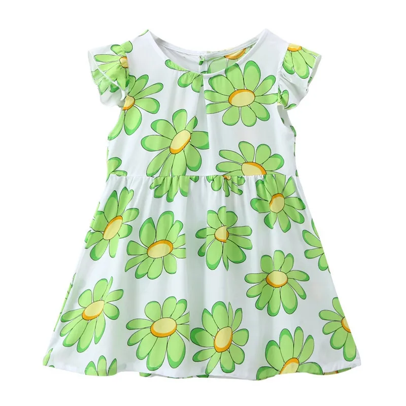 Children Dresses Kids Girl Flying Sleeve Flower Print Cotton And Linen Floral Dress Baby Girl Spring Summer Dresses Children Dresses Kids Girl Flying Sleeve Flower Print Cotton And Linen Floral Dress Baby Girl Spring Summer Dresses