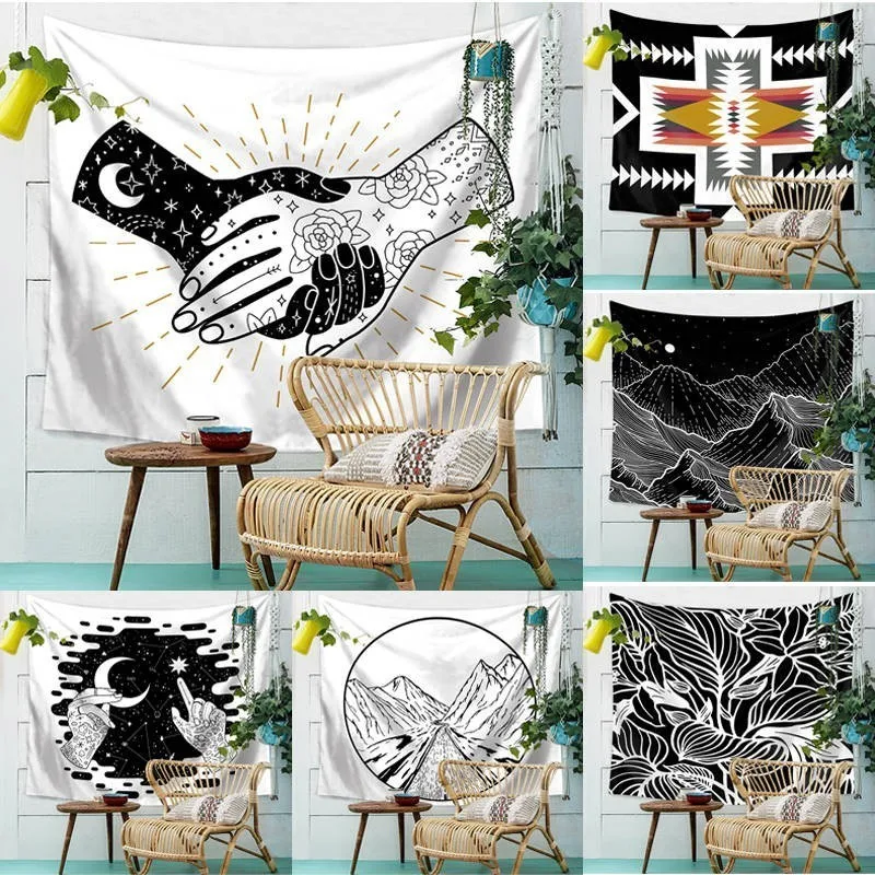 

110*130cm Star Mountain Printed Wall Cloth Tapestry Polyester Hanging Wall Carpet Decorative Tablecloth Blanket Home Decor 60007