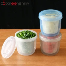 BalleenShiny PP круглая коробка для хранения пищевых продуктов двойной слой герметичный контейнер для слива губ кухонный фруктовый органайзер для овощей