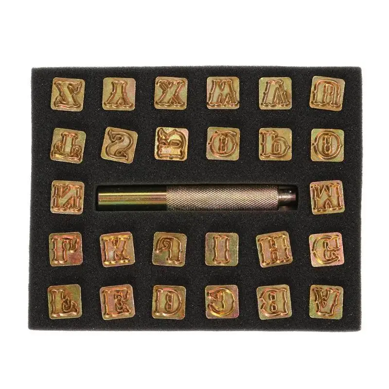 

26pcs Steel Printing Punch Alphabet Letter Stamp Set Metal Leather Tools Professional Leather Printing Tools Leathercraft