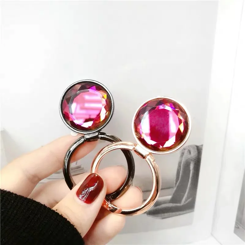 Novelty Sparkling Diamond Plated Metal Phone Ring stand holder Sticker for iPhone iPad Huawei Universal cellphone accessories