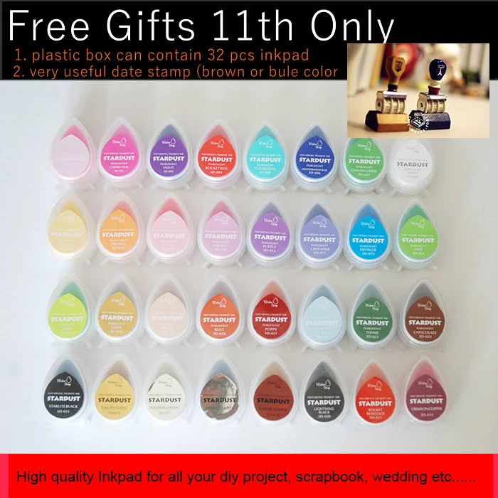 

32 colors Tear Drop Ink Pad Stamp Diy Craft Inkpad Home decor Acid Free Scrapbook Chalk Ink Pads Wedding fingerprint School