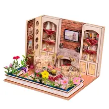 1/24 Миниатюрный Кукольный домик, для гостиной, ручной работы, деревянный домик с светодиодный лампой, развивающие игрушки для детей, малышей
