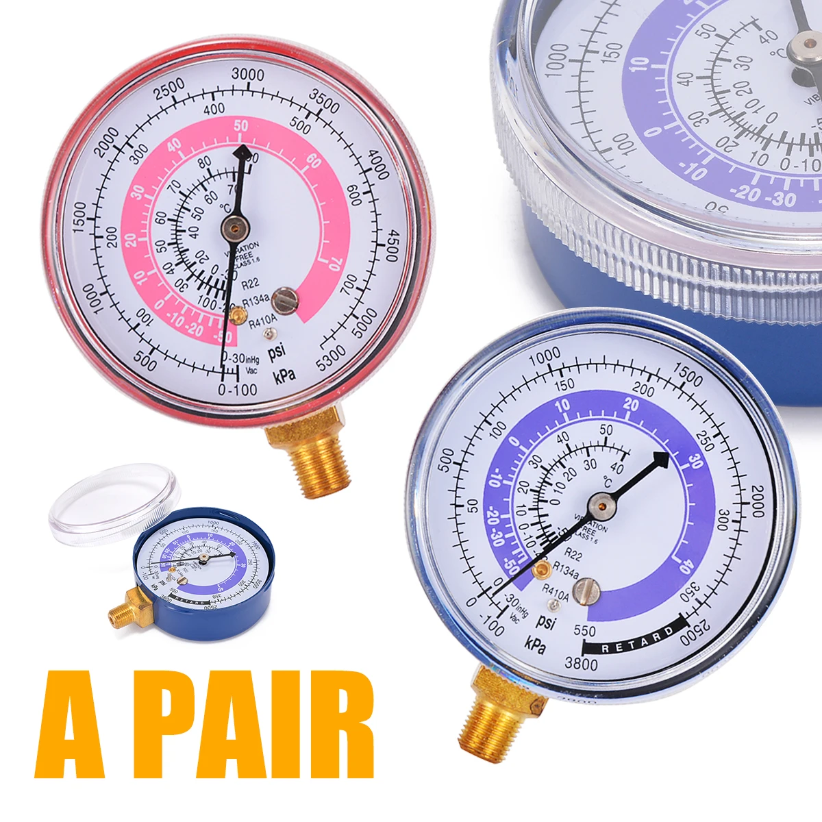 

1 Pair Air Conditioner Pressure Gauge R134A R22 R410A Air Conditioner Refrigerant High Low Pressure Gauge Measuring Tool
