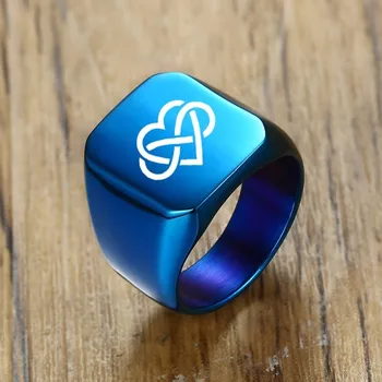 

Men Blue Square Signet Ring in Stainless Steel Personalized Engraving Inspiration Pinky Rings