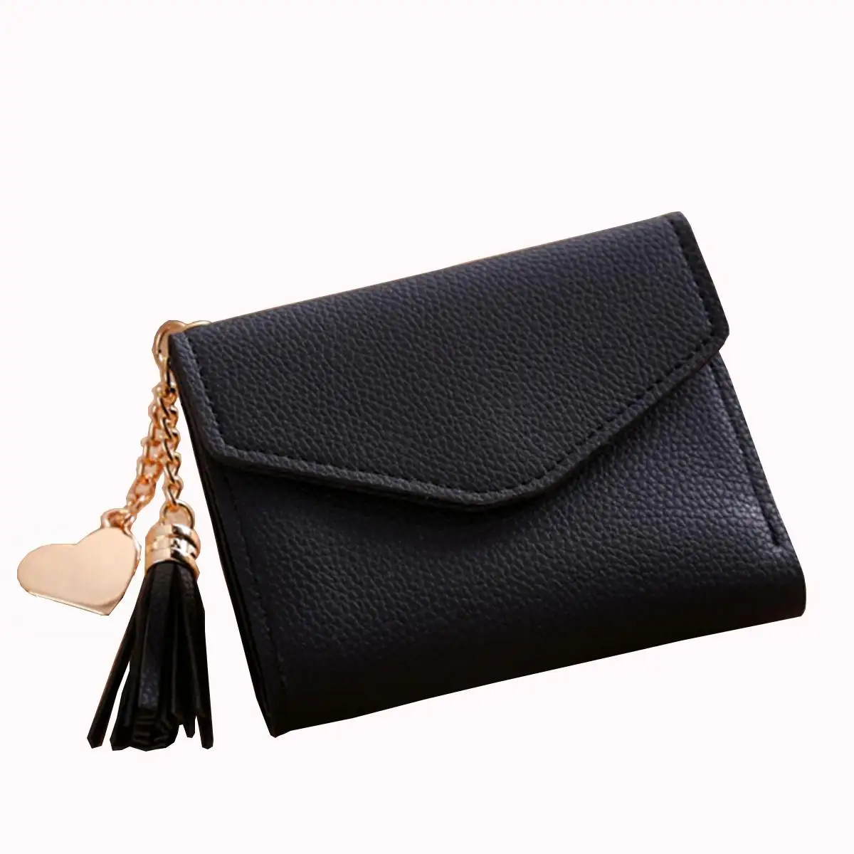 Black Short Wallet Female For Coins Cute Card Holder Wallets Women Small Leather Women Wallets Zipper Purses Portefeuille Clutch