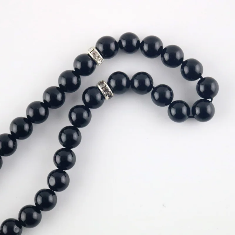 Агат черный круглый декоративный бисер 33 мусульманские четки tasbih ювелирные изделия Четки misbaha