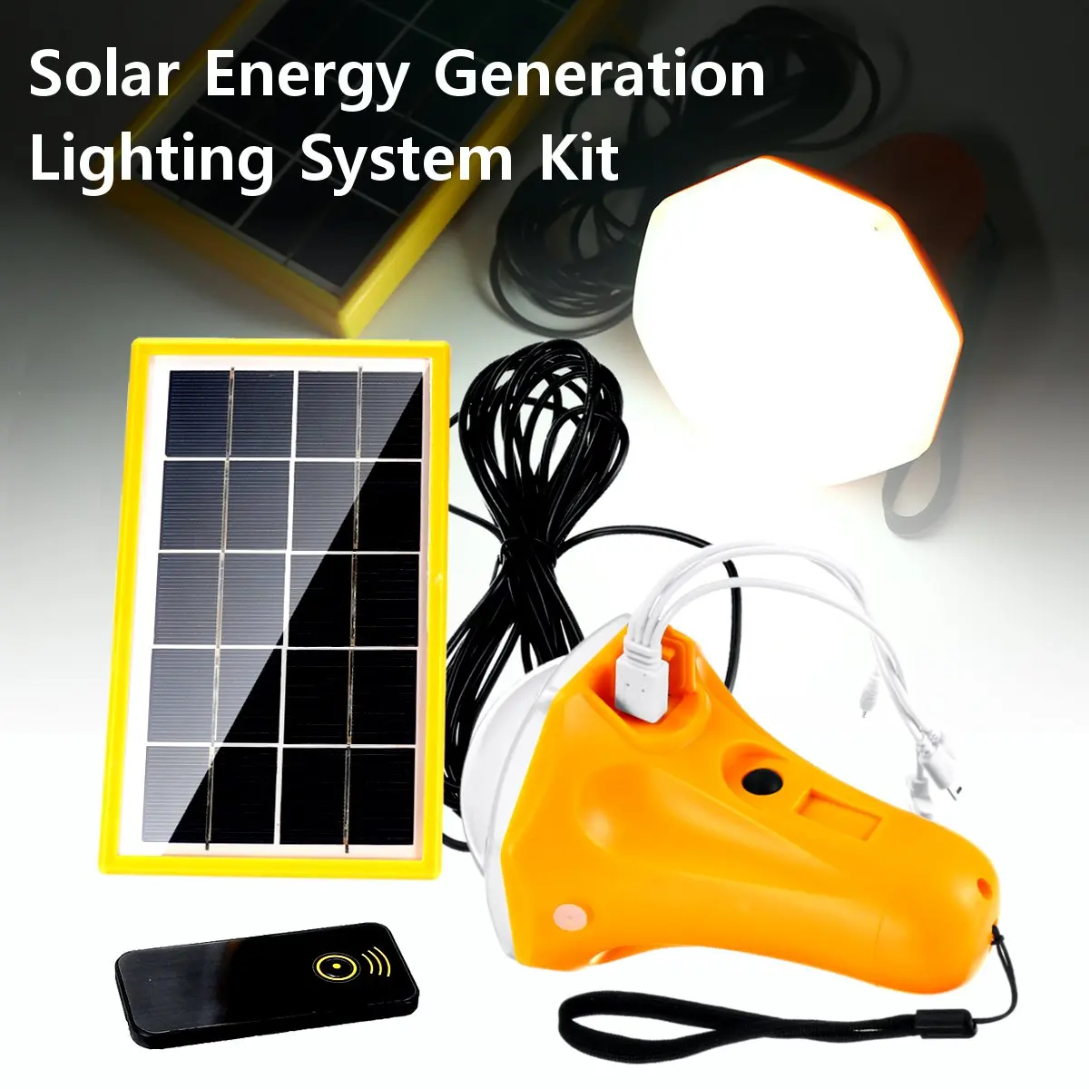 

Leds Solar Light Super Bright 200lm Solar Panel Bulb 5 Power Lighting Kit Home DC System Generator Remote Control