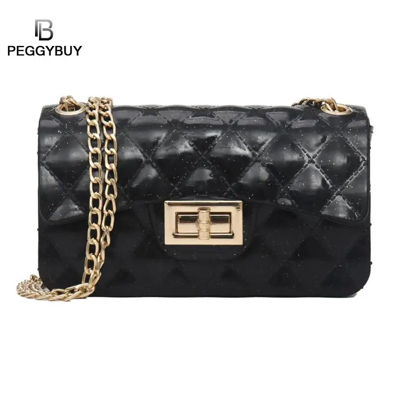 

New Summer Pink Plaid Jelly Bag for Women Fashion PVC Gradient Candy Color Lattice Crossbody Bags Girls Handbags Bolsos femenino