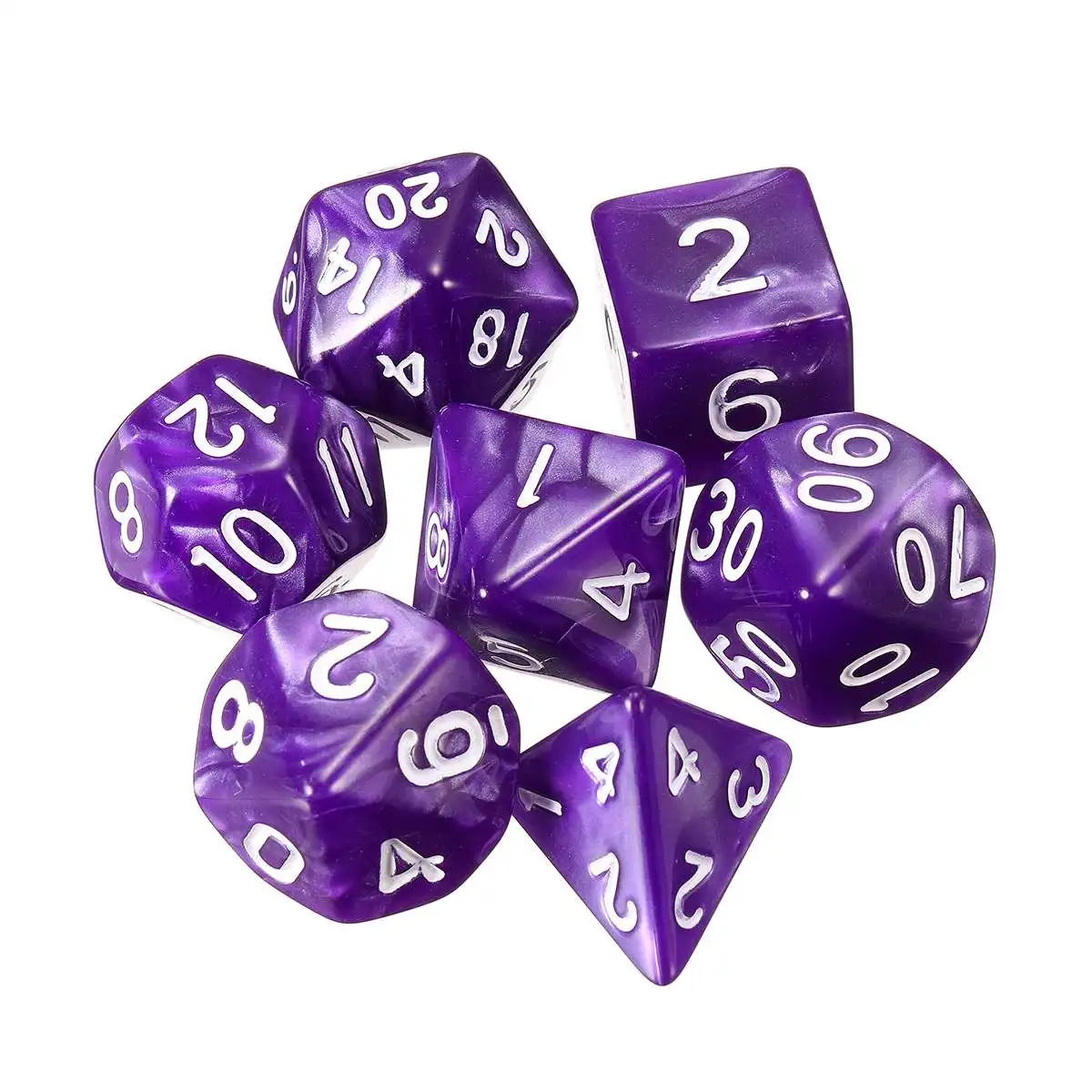 

7pcs Pueple Polyhedral Nebula Dice Set With Bag Portable Poker Party Gaming Table Board RPG Game Role Playing Games Toy