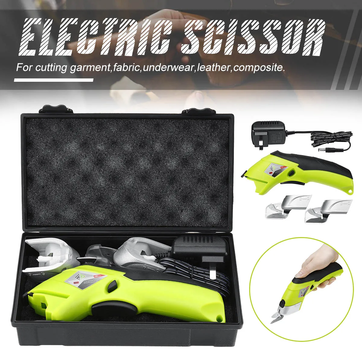 

DOERSUPP Multipurpose 110V-220V Electric Scissors Cordless Chargeable Fabric Sewing Scissors Handheld Hand Tools Electric