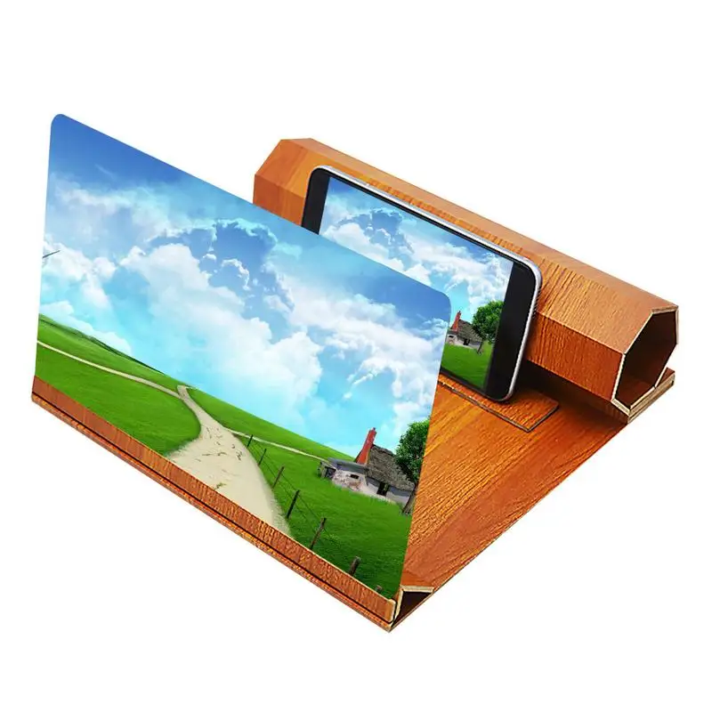 

Mobile Phone Screen Amplifier HD 3D Holder Raw Wooden Anti-Fog Radiation Video Desktop Lazy Folding Bracket Screen Magnification