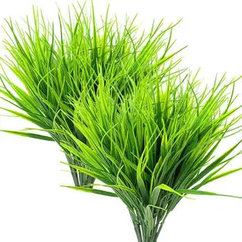 

8 Pcs Artificial Outdoor Plants, Fake Plastic Greenery Shrubs Wheat Grass Outdoor Window Box Verandah Hanging Planter Indoor O