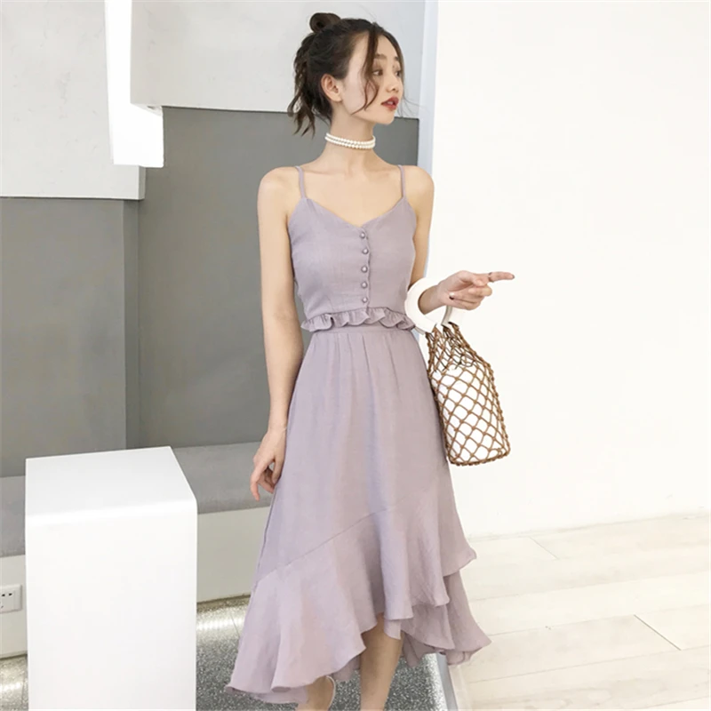 

Lychee Girls Deep V Neck High Elastic Waist Women Sets Spring Summer Sexy Women's Clothing Solid Color Vest Skirts Streetwear