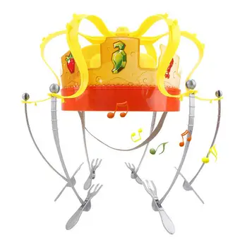 

Rotating Electric Food Crown Hat Funny Party Toy Spoof Food Crown With Six Fork Novelty Spoof Party Toy Eating Game With Friends