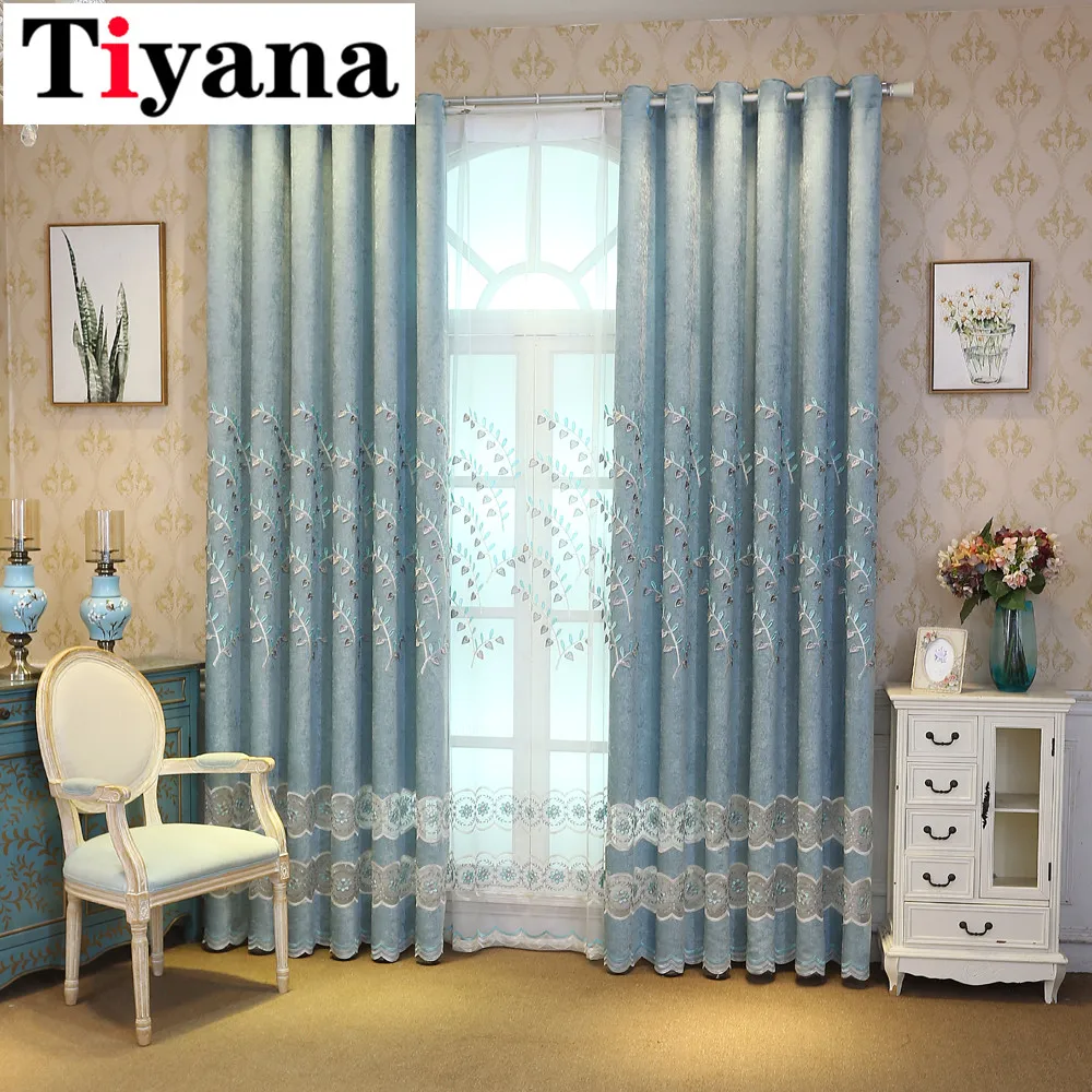 

Thick living room curtains Embroidered Modern Curtains For Living Room Bedroom Leaves Love Heart Design Window Drapes P249D4