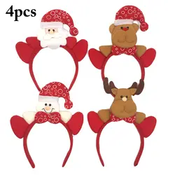4 шт., милый Рождественский обруч для волос Санта-Клауса, лося, снеговика, медведя, Рождественская Детская повязка на голову, Рождественский