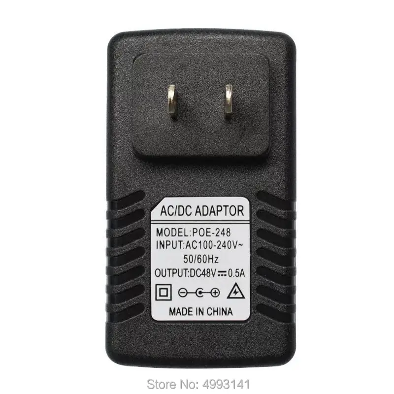 

48V0.5A 24W Wall Mount POE Injector Ethernet Power Adapter IP Phone/ CCTV Security Camera Power Supply AC 110-240V to DC 12V 48V