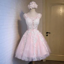 Женские кружевные платья для девочек, элегантное винтажное Плиссированное бальное платье с аппликацией, вечернее платье, короткое официальное платье